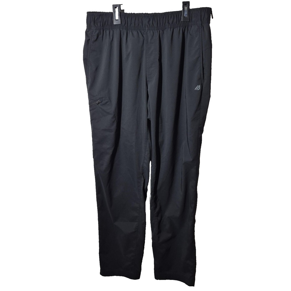 Eddie Bauer‎ Pants Mens Medium Black Lightweight Elastic Waist Hiking Zip Pocket